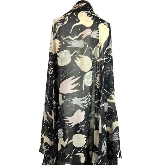 RARE Georgina von Etzdorf Silk Chiffon Abstract Florla 2 Way Skirt or Cape Scarf - Picture 4 of 8